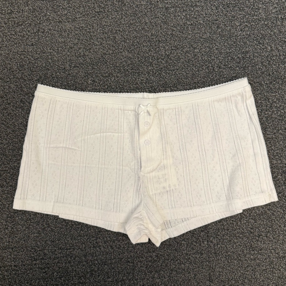 Zara Pointelle Shorts in White